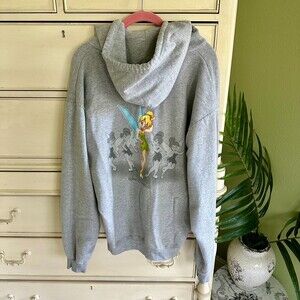 Women's Vintage Disney Park Tinkerbell Y2K Zip Hoodie Graphic Double Sided Sz XL